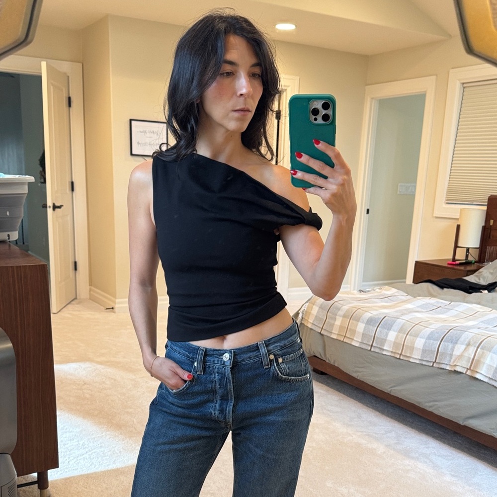 Rag & Bone Black Asymmetrical Crop Top